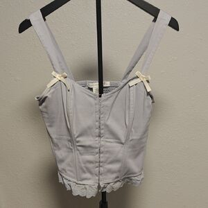 Elegant Gray Sleeveless Top with Bow Accents